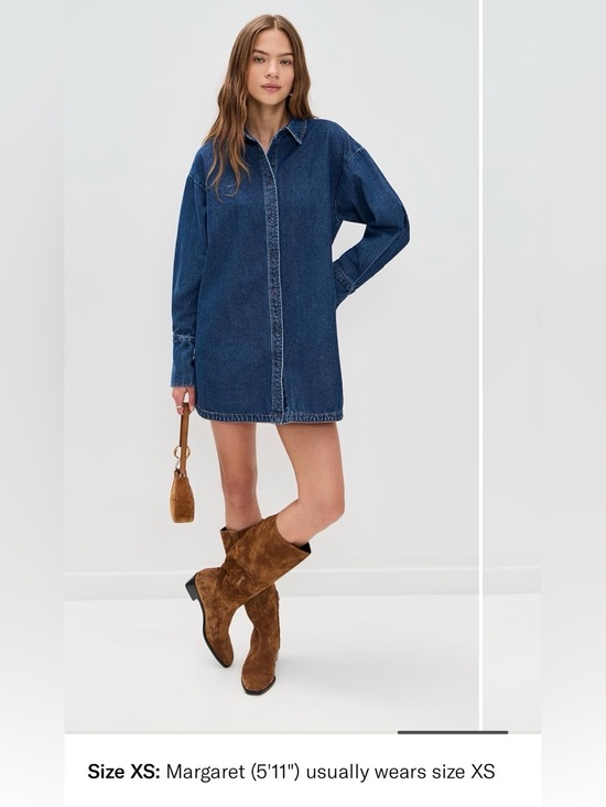 Lioness Dresses & Skirts - Lioness Dark Blue Denim Long Sleeve Shirt Dress